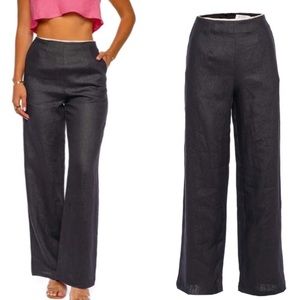 Hevron Yara Pant Black Linen Size 0